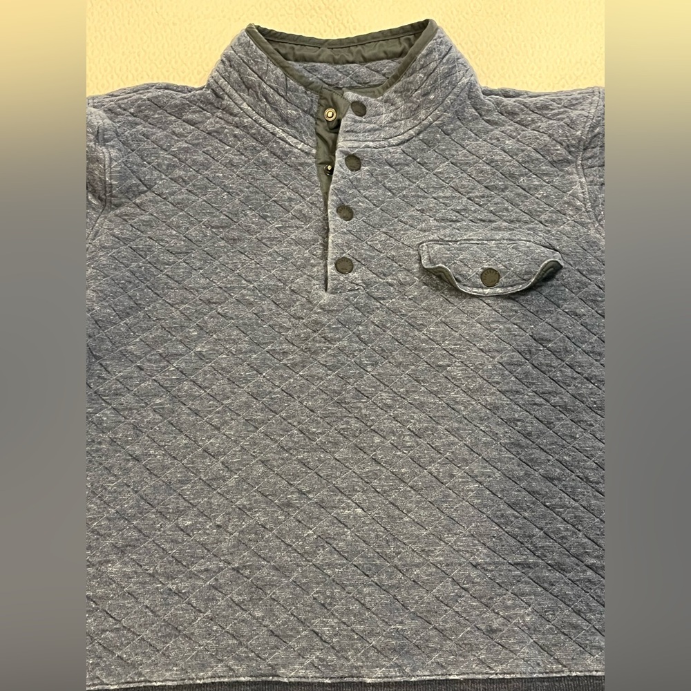 Faherty Epic Quilted Blue Pullover with Button Details